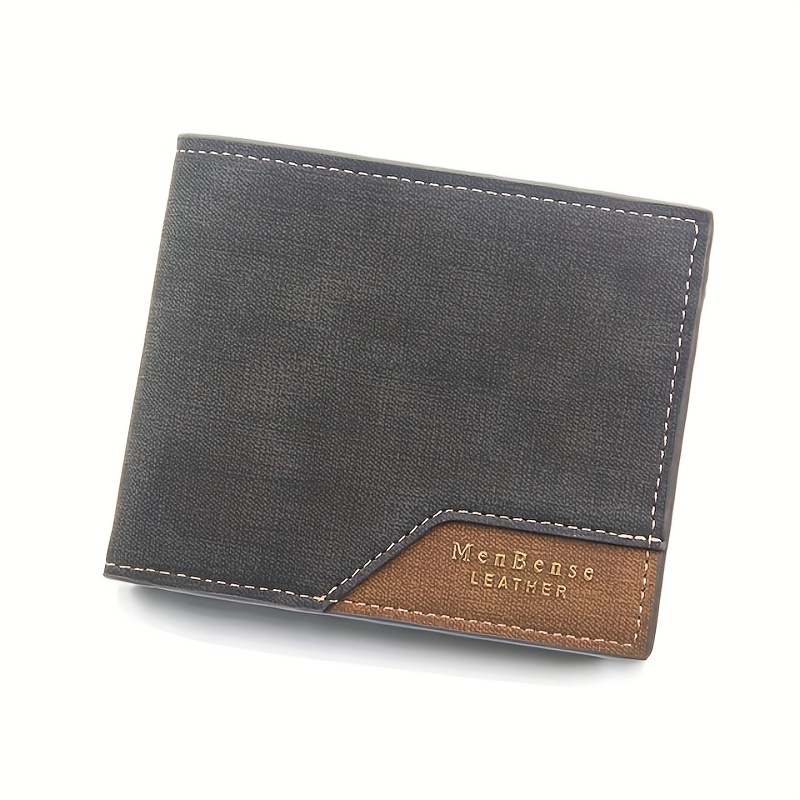 Men's Leather Short Wallet Large Capacity Card Holder Horizontal Wallet