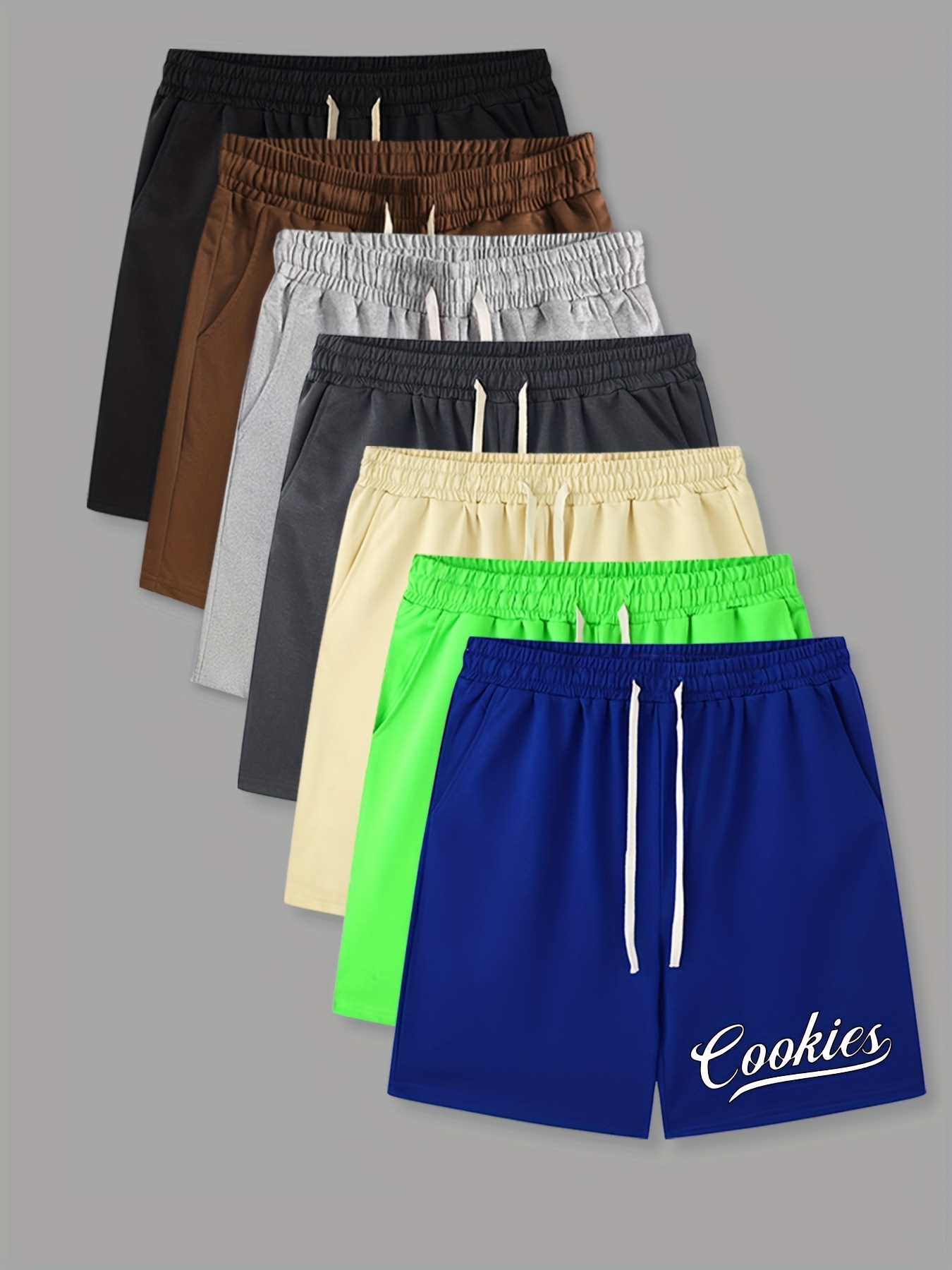 Comfy Drawstring Shorts, Men's Casual Stylish Letter Solid Color Slightly  Stretch Elastic Waist Shorts For Summer - Temu