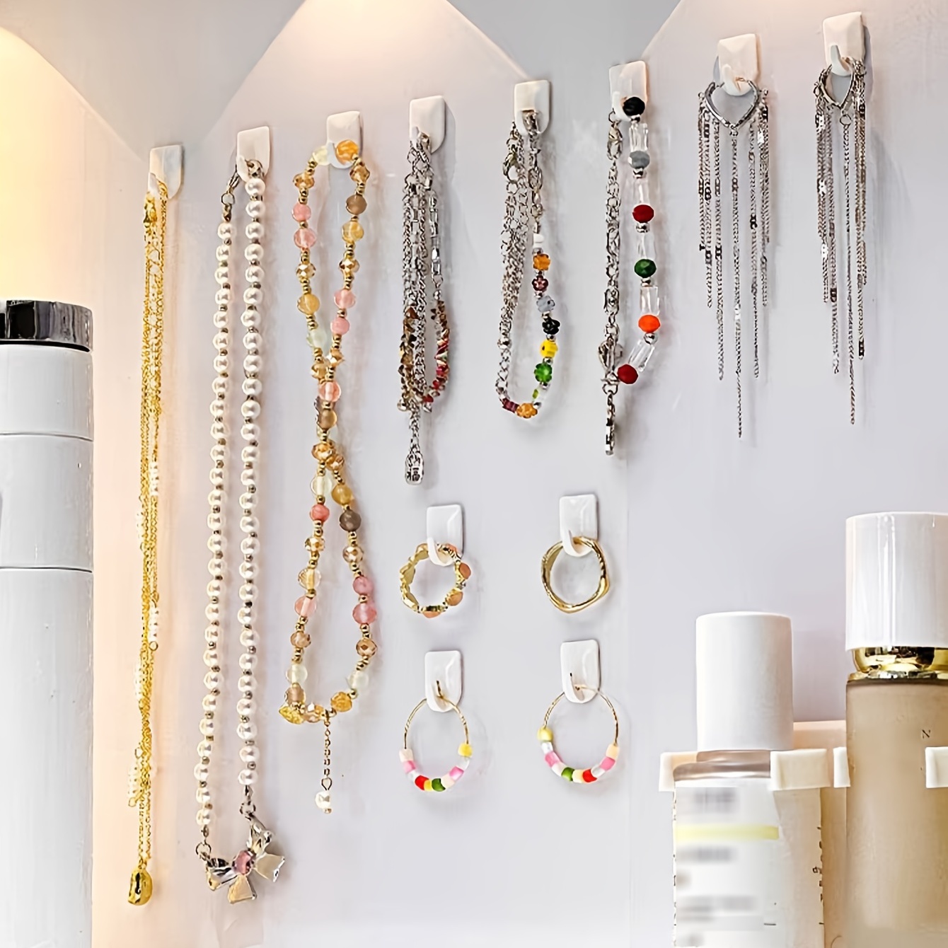Jewelry Storage Hooks Wall Mounted No punch Ring Earring - Temu