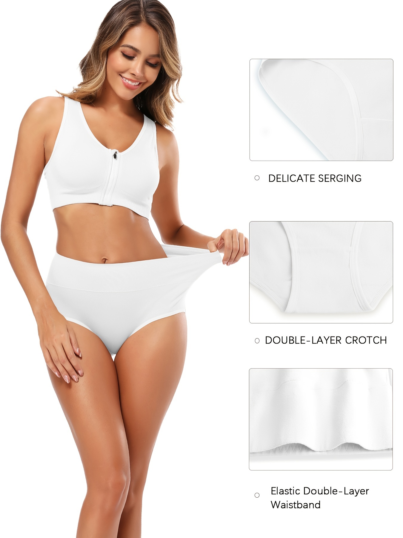 Plus Size Simple Panties Set Women's Plus Solid High Waisted - Temu Canada