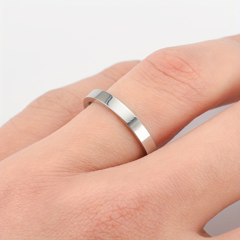 2mm 4mm 6mm 8mm Stainless Steel Wedding Ring For Women Flat Finger