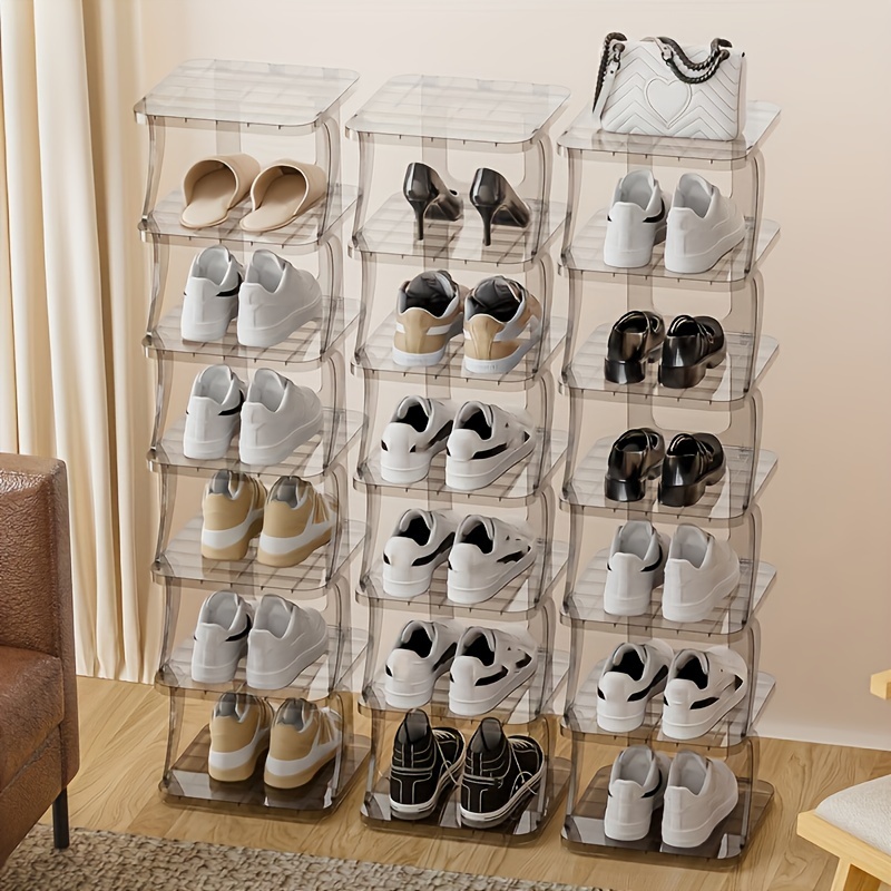 Estante de zapatos apilable de 6 niveles, estante de almacenamiento  apilable fácil de montar, puede poner 20 pares de zapatos Ahorra espacio,  se utiliza en el pasillo, dormitorio, sala de estar 