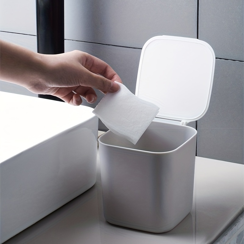 Mini Desktop Trash Lid Compact Plastic Garbage Study Living - Temu