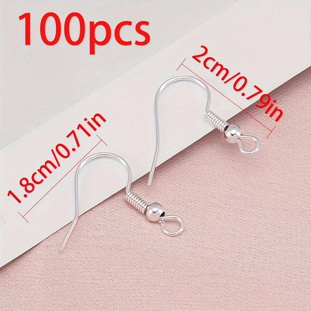 Image of 100 Metal Earring Hooks, Earrings, Studs, With Rings For Hanging Pendants, Earring Hooks, Hypoallergenic Jewelry Additions