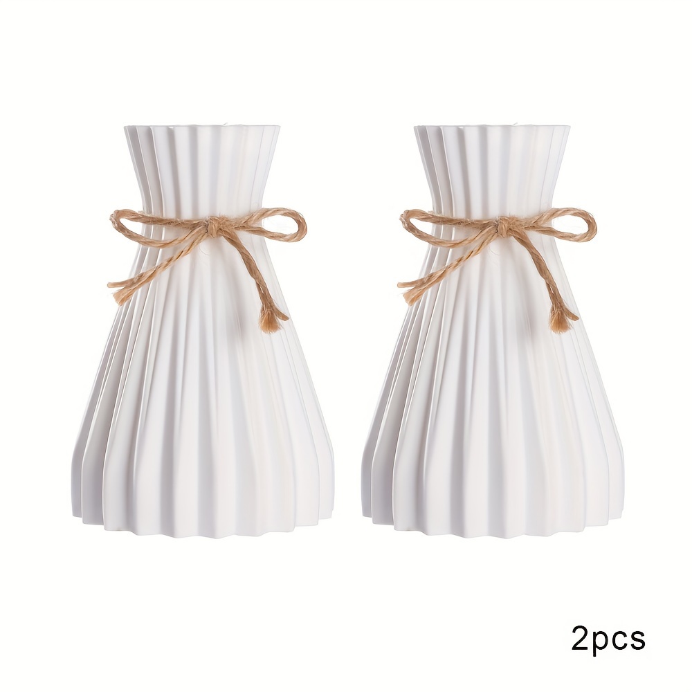 2pcs Bohemian Style Plastic Vase - Unbreakable Ceramic Look Vases Suitable For Decor, Wedding Centerpieces, Tall Cylinder Table Vase, Artificial Flower Holder