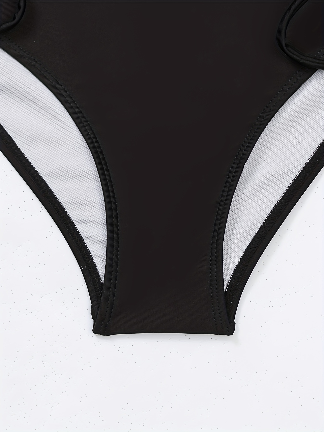 Drawstring High Waist Black Swim Briefs Solid Color Tummy - Temu