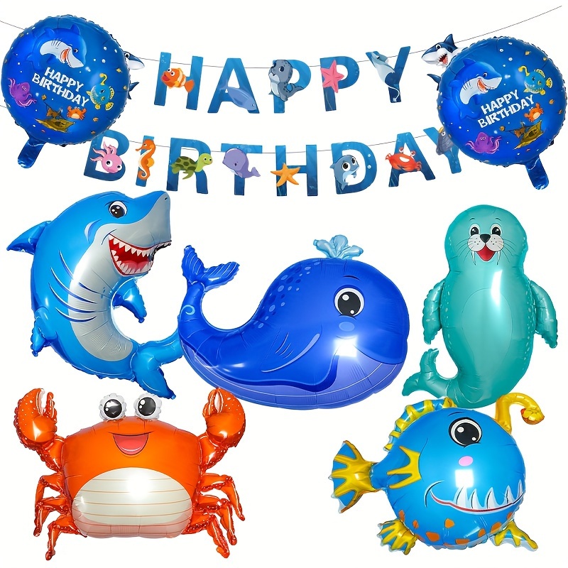 Ocean Theme Birthday Party Decoration Set Shark Crab Whale - Temu
