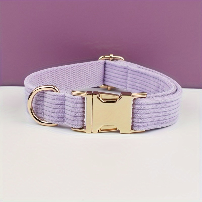 

[customized] Velvet Dog Collar - Dog Collar Set, Adjustable Dog Collar Set With Metal Buckle For Small, Medium And Large Dogs (pink & Purple Set)