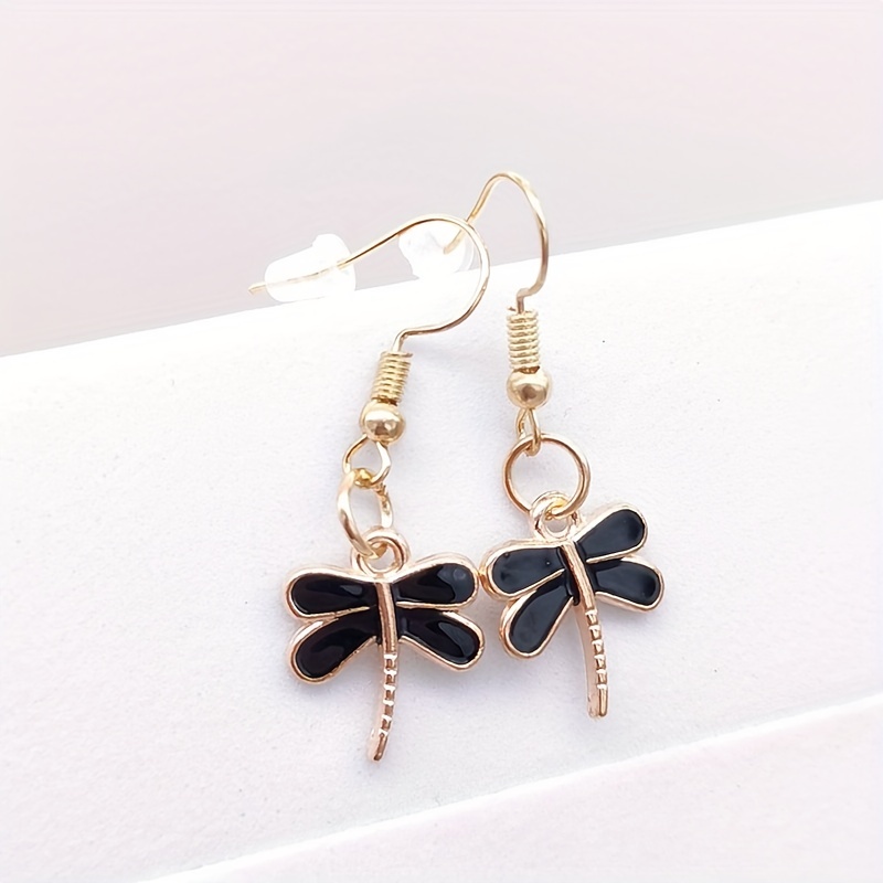 Alloy Dragonfly Earrings with Funky Drip Oil Design