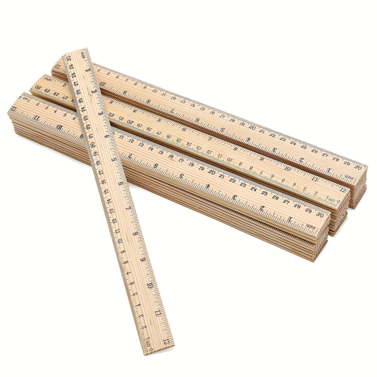 6 inch Double- Scale Wooden Straight Ruler Office Teaching Ruler Measuring  Tool