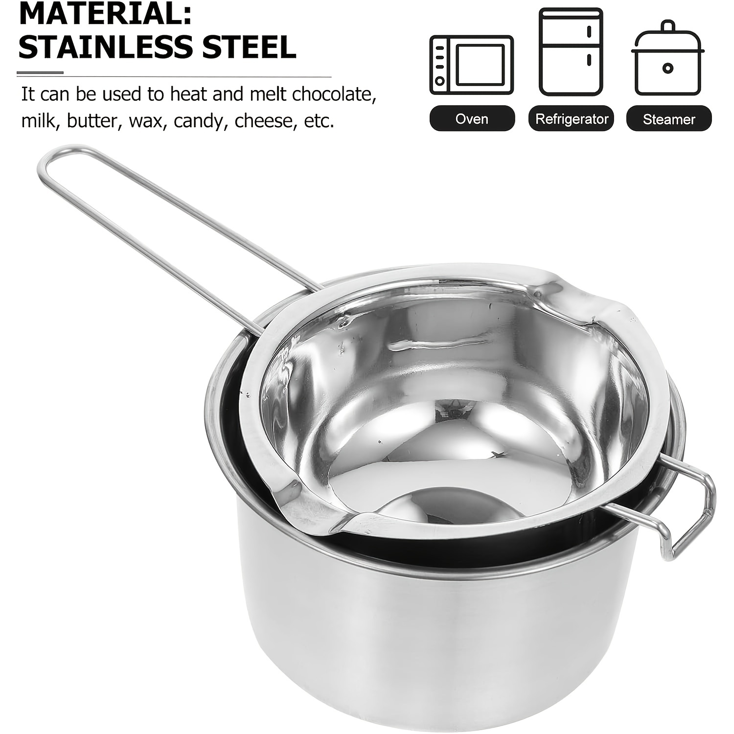 1 Set Double Boiler Pot Set, Stainless Steel Melting Pot With Silicone  Spatula For Melting Chocolate, Soap, Wax, Candle Making (600ml And 1600ml)