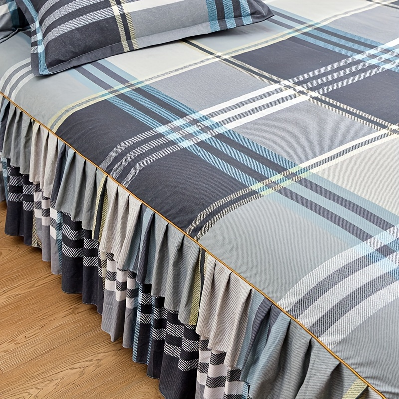 Grey plaid cheap bed skirt