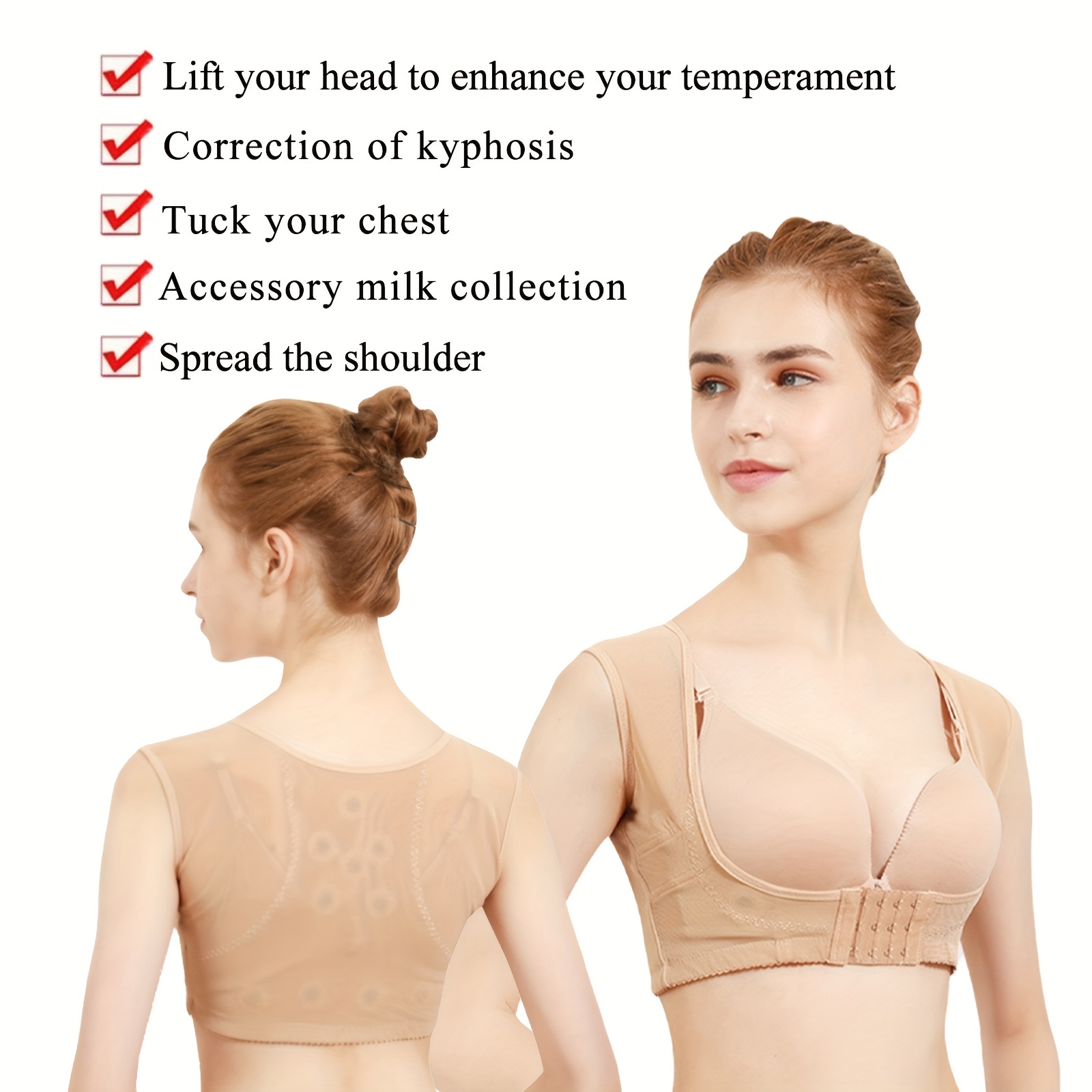 Breathable Back Braces Posture Correction Bra Shapewear - Temu United  Kingdom