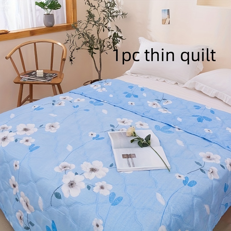 

1pc Fresh Flower Pattern Thin Summer Quilt Air Conditioning Quilt For Bedroom Dorm Room Office Home Bed