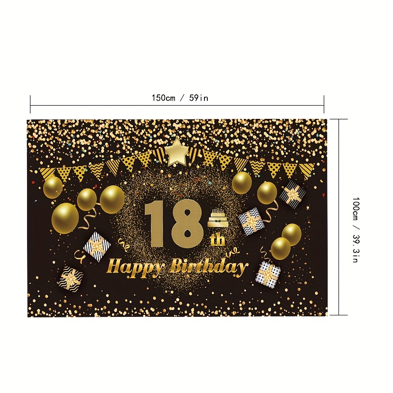 18 ° Cumpleaños Adornos Fiesta Suministros Oro Número Globo 18