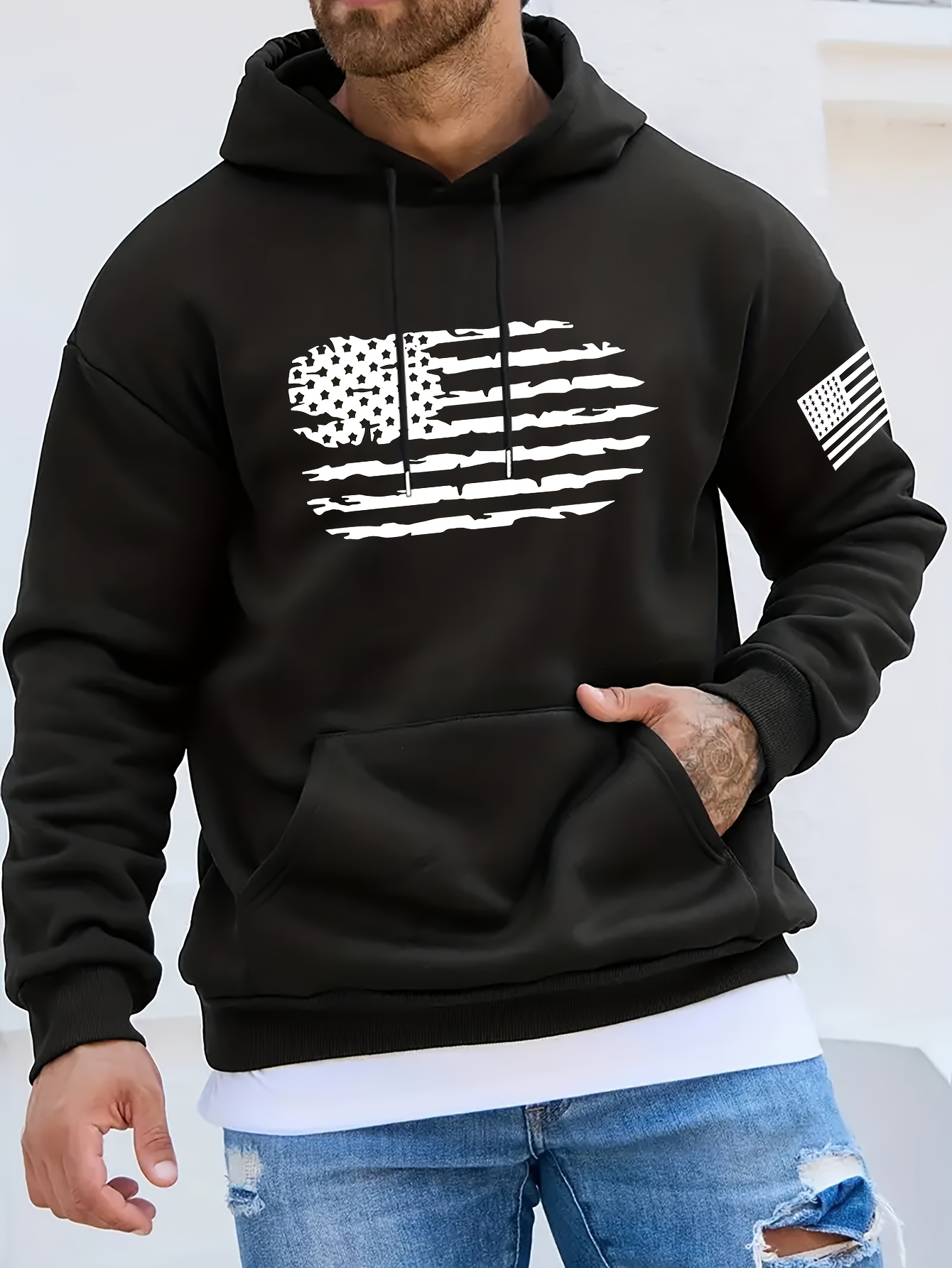 Temu Men\'s Size Flag Plus Sweatshirt German - Print Hooded