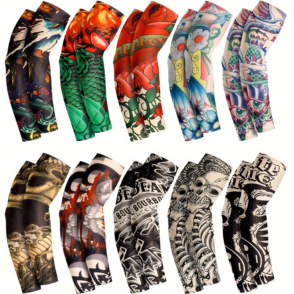 

10pairs Tattoo Arm Sleeves, Body Arts Fake Temporary Tattoo Sleeves For Men And Women, Sleeve For Outdoor Activities And Parties