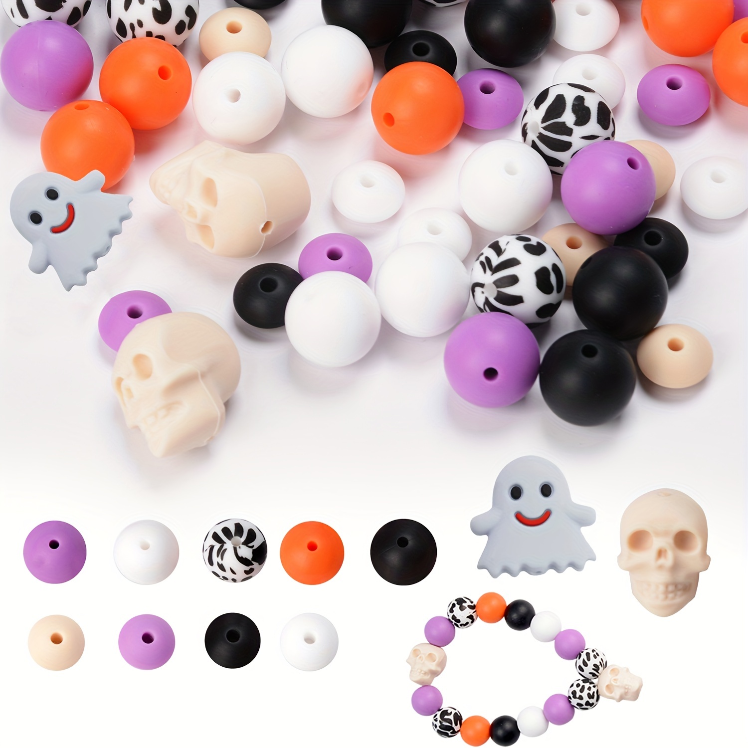 Mixed Halloween Clay Loose Beads Polymer Clay Ghost Skull - Temu