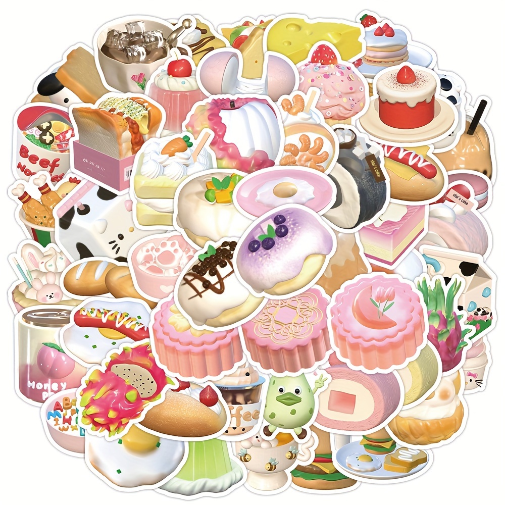 Snack Stickers - Food Decals 100 Pcs Cute Kawaii Stickers Waterproof Vinyl Water Botter Laptop Decorations DIY for Skateboard Phone Case Guitar for