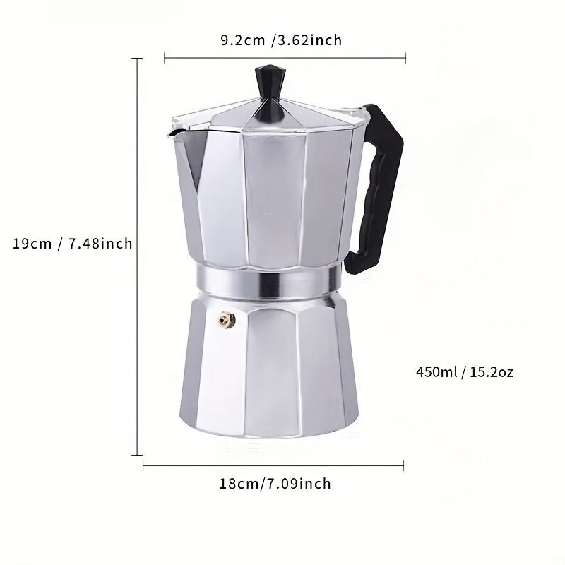 Electric Stovetop Espresso Maker Greca Coffee Maker Moka Pot Stainless & 9  Cups