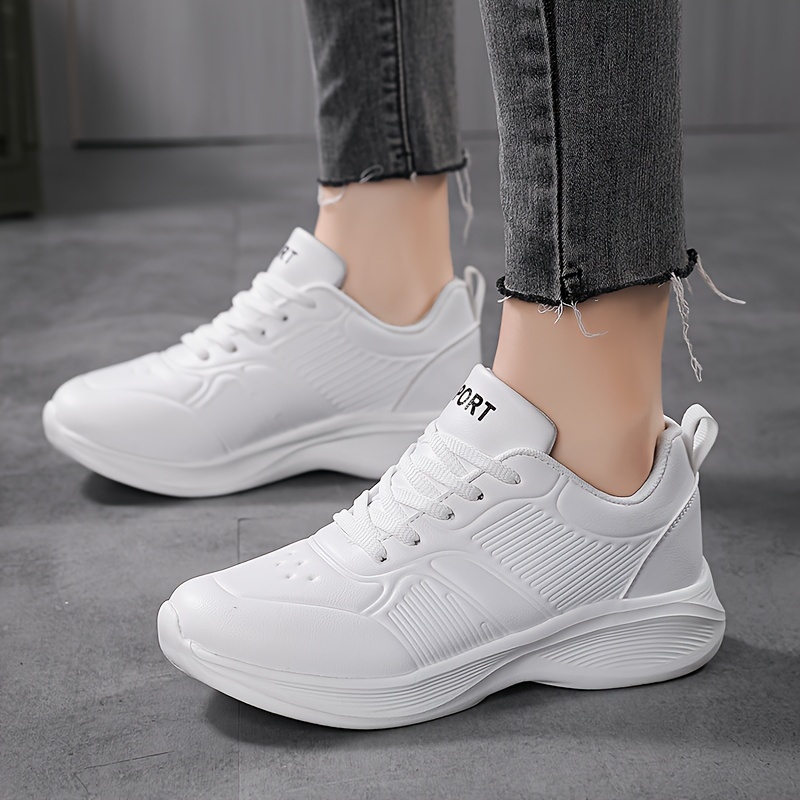 Women's Lace-up Athletic Sneakers - Letter Pattern, Waterproof, Non-slip