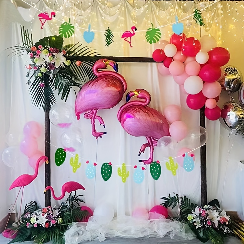 Hawaii ALOHA Banner Flamingo Hawaiian Tropical Party Decor Holiday