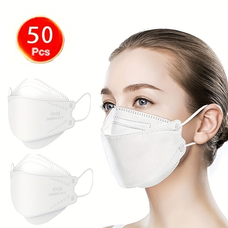 

50pcs White Disposable Face For Adults & Teens - Breathable And Comfortable, Pm2.5 Resistant, Protecting You From Dust And Pollutants! (tri-fold Cup/3d Fish Style)