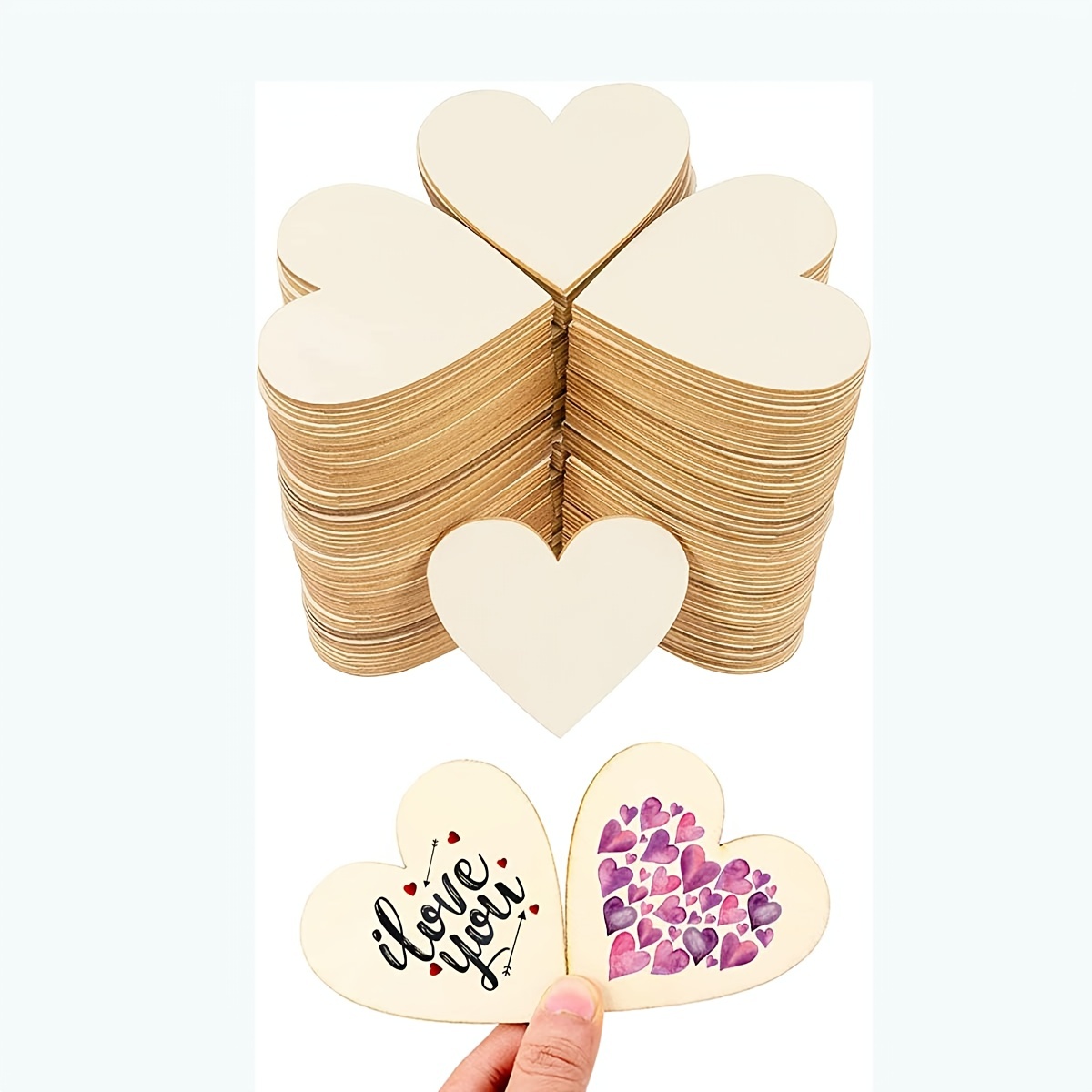 100pcs/set Wooden Hollow Out Heart Shaped Pieces For Wedding