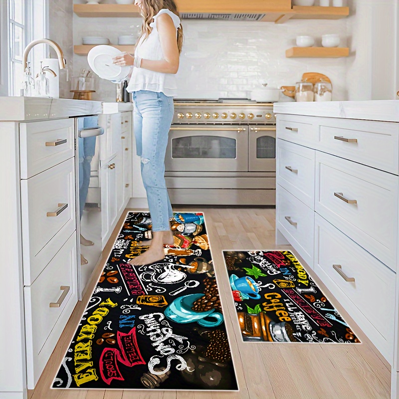 Letter Decor Kitchen Floor Rug, Kitchen Mat, Washable Kitchen Rug Floor Mat  - Temu