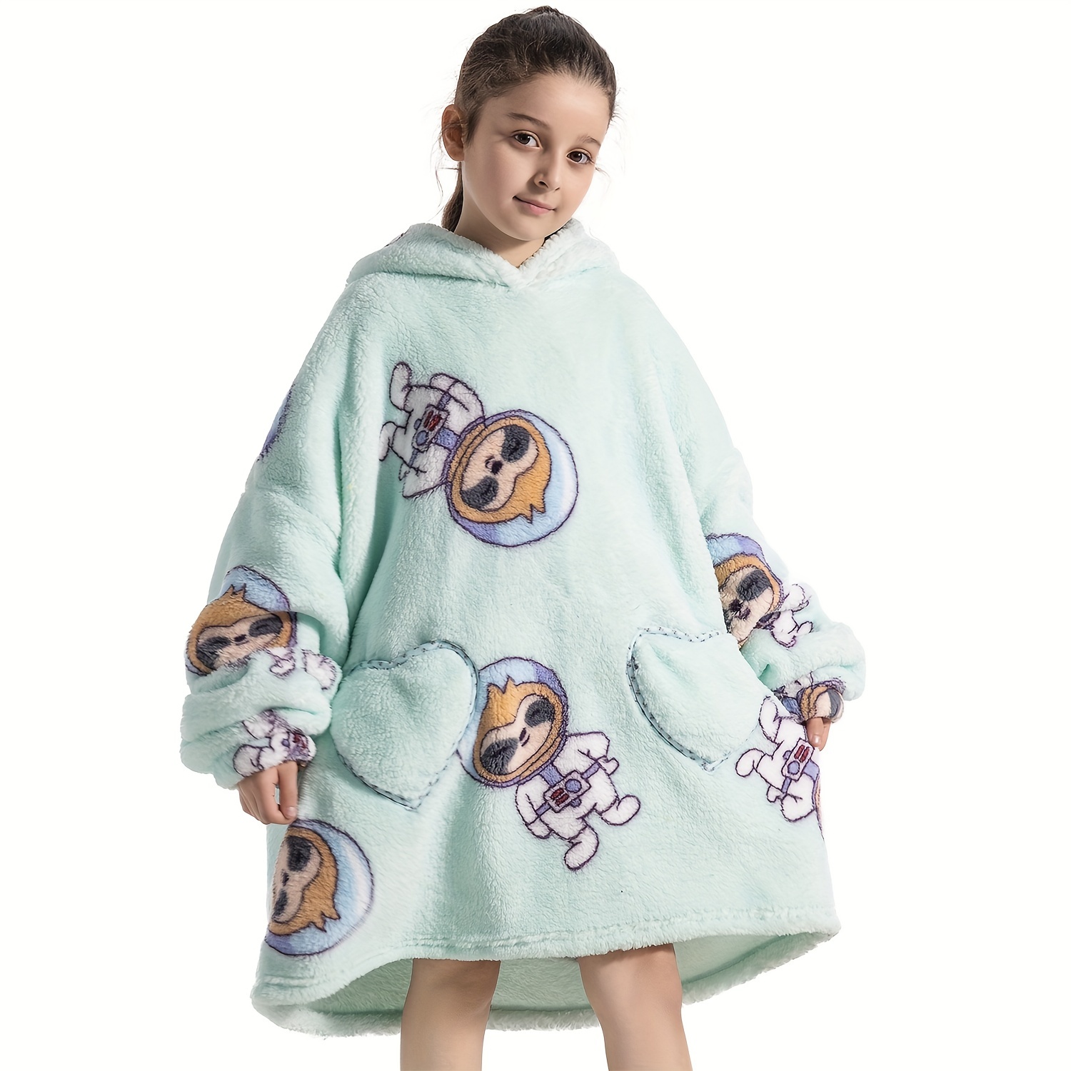 Sudadera con capucha de gran tamaño, manta de Sherpa de lana de felpa a  juego para la familia, ropa BANYUO