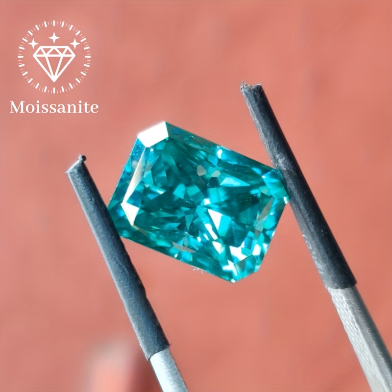 

1/2/3/5/10ct Blue-green Loose Radiant Cut Moissanite For Jewelry Excellent Cut D Color Vvs1 Clarity Diy Jewelry