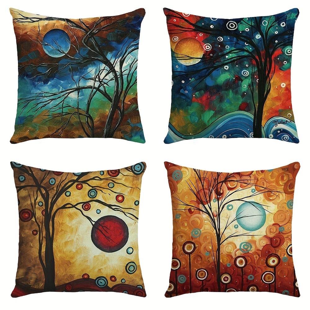 2pcsabstract Oil Painting Throw Pillow Covers For Home Decor