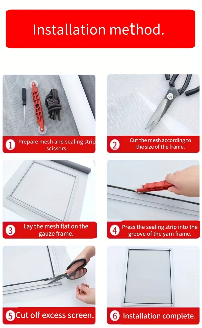 1pc Home DIY Anti-mosquito and Fly Mesh Window Screen Blocks Cats and Dogs from Entering Windows and Doors, Suitable for Windows, Doors, Porches, Patios, and Fences with Easy Installation. window screen mesh