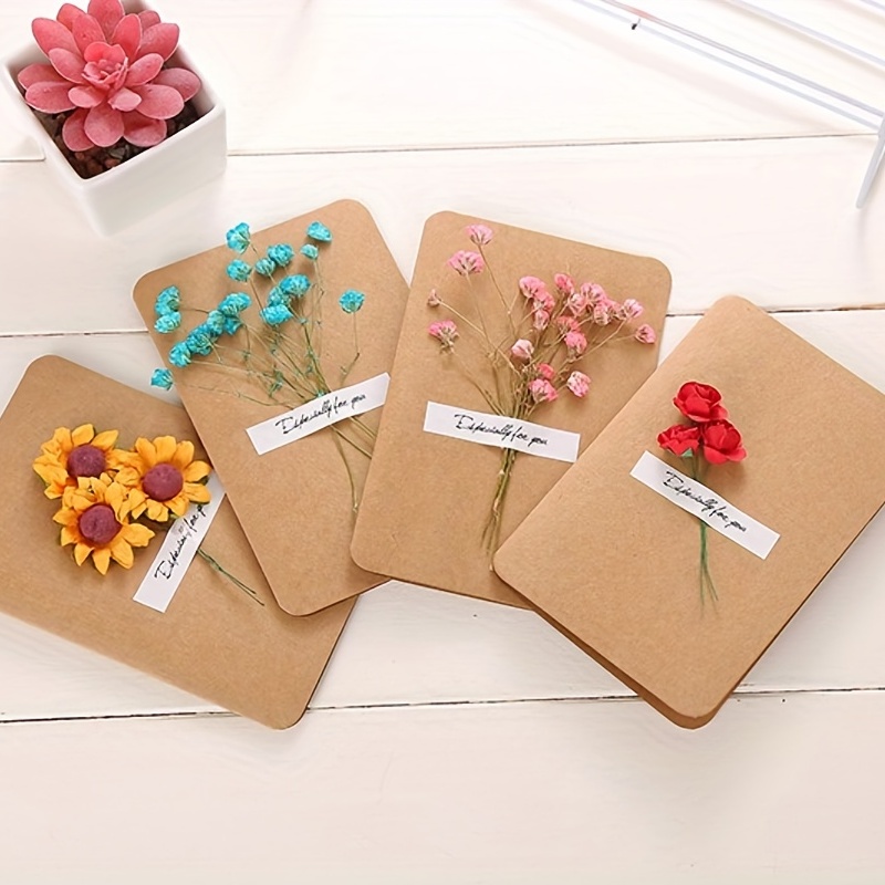 Dried Flowers Vintage Handmade Blank Small Cards - Temu