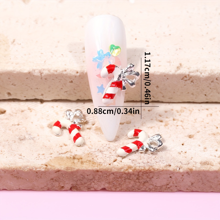 Christmas Nail Art Charms 3d Alloy Candy Cane Nail Art - Temu