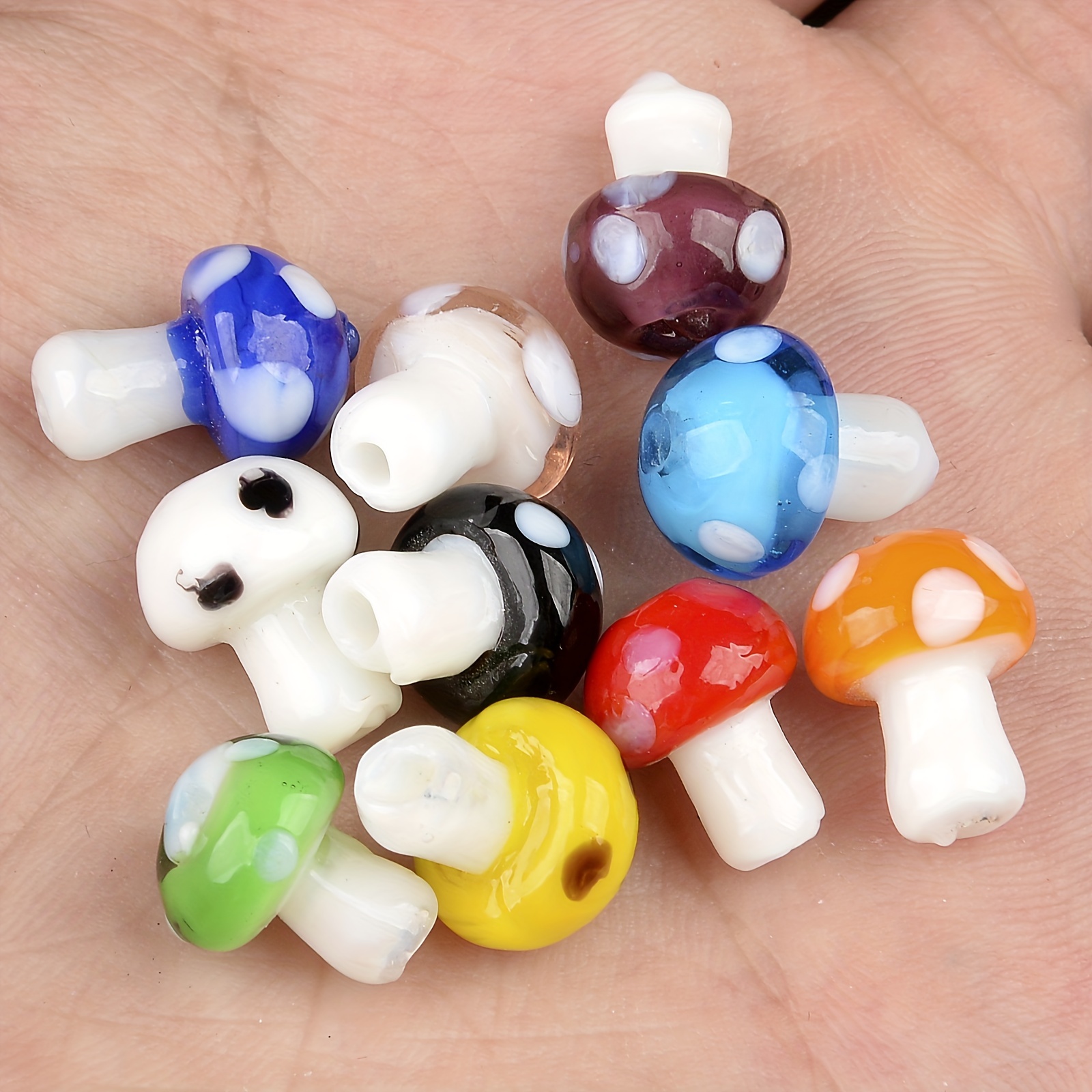 Colour Cute Mushroom Beads Glass Loose Spacer Bead Jewelry - Temu
