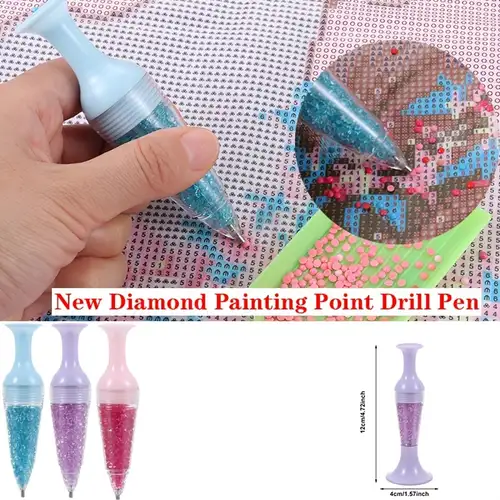 LINGJIONG 5pcs Gem Painting Roller Tool, Diamond Painting Pens Scroll  Wheel With Adhesive Tape Set, 360°Fast Point Drill Pen Head