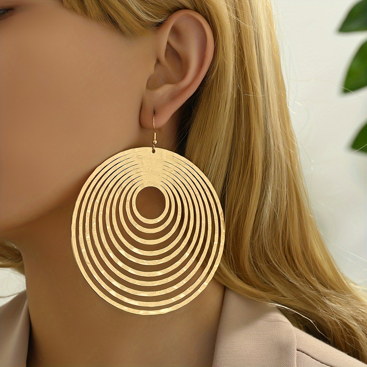 

Exaggerated Drop Earrings Hollow Circle Design Match Daily Outfits Party Accessories Perfect Decor For Cool Friends