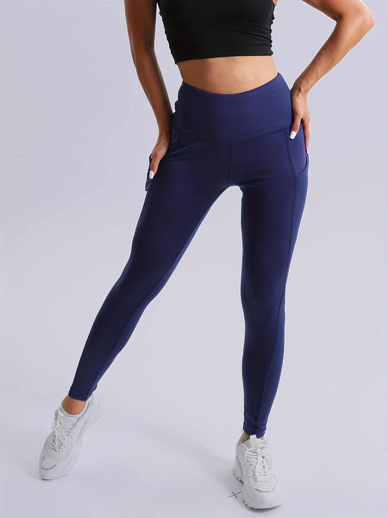Tummy Control Scrunch Butt Sports Leggings with Phone Pocket (Color : Dusty  Blue, Size : Small) : : Clothing, Shoes & Accessories