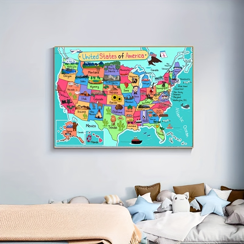 Retro Route 66 Tapestry United States Map Wall Hanging For Living Room  Bedroom