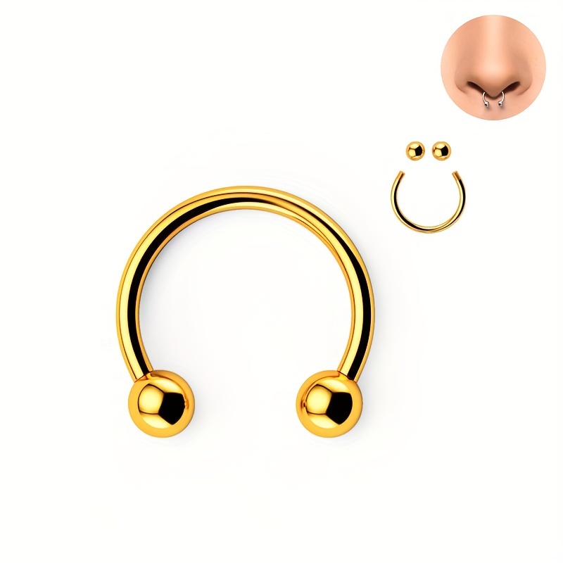 Horseshoe Stainless Steel Nose Ring, 2 Pcs Lip Stud Earrings