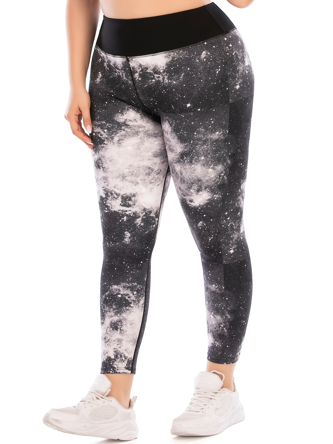 Plus Size Galaxy Print Yoga Sports Leggings Women's Plus - Temu