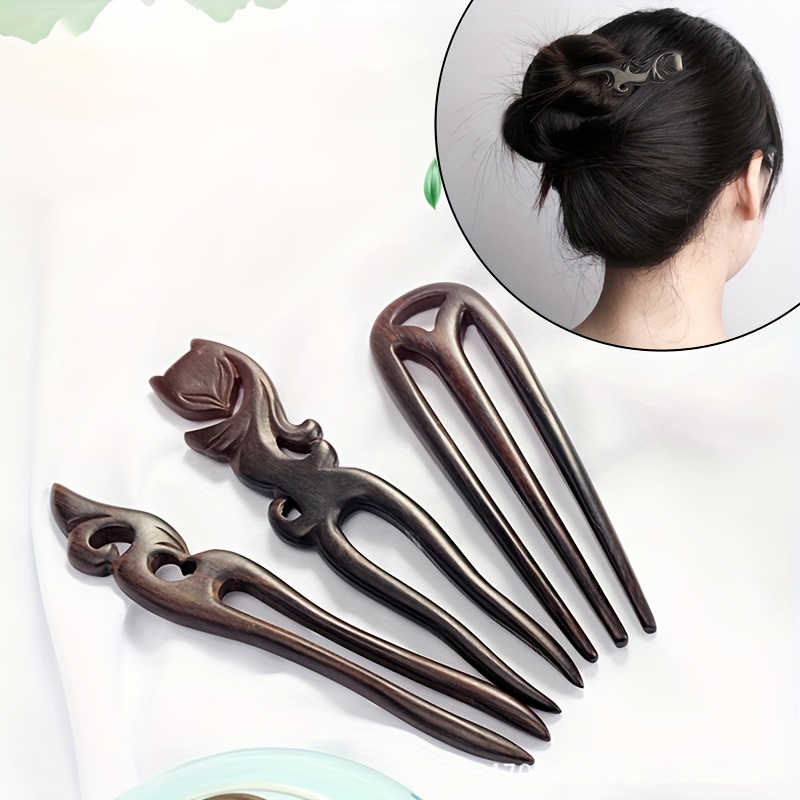 5pcs Designer Handcrafted Wooden Hair Stick, Hair Pin, Hair Clip, Bun Sticks
