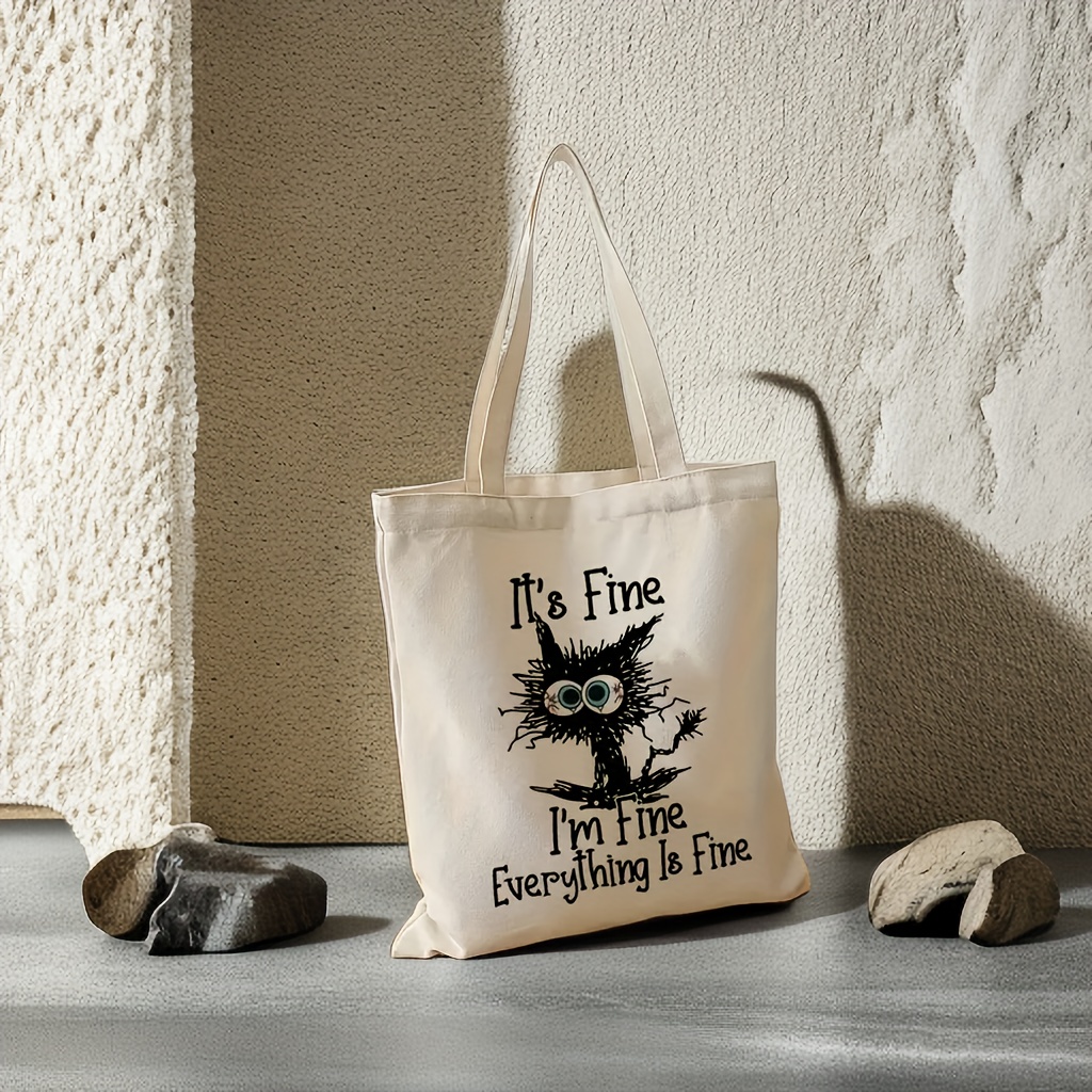 1pc Cute Cartoon Printed Canvas Tote Bag