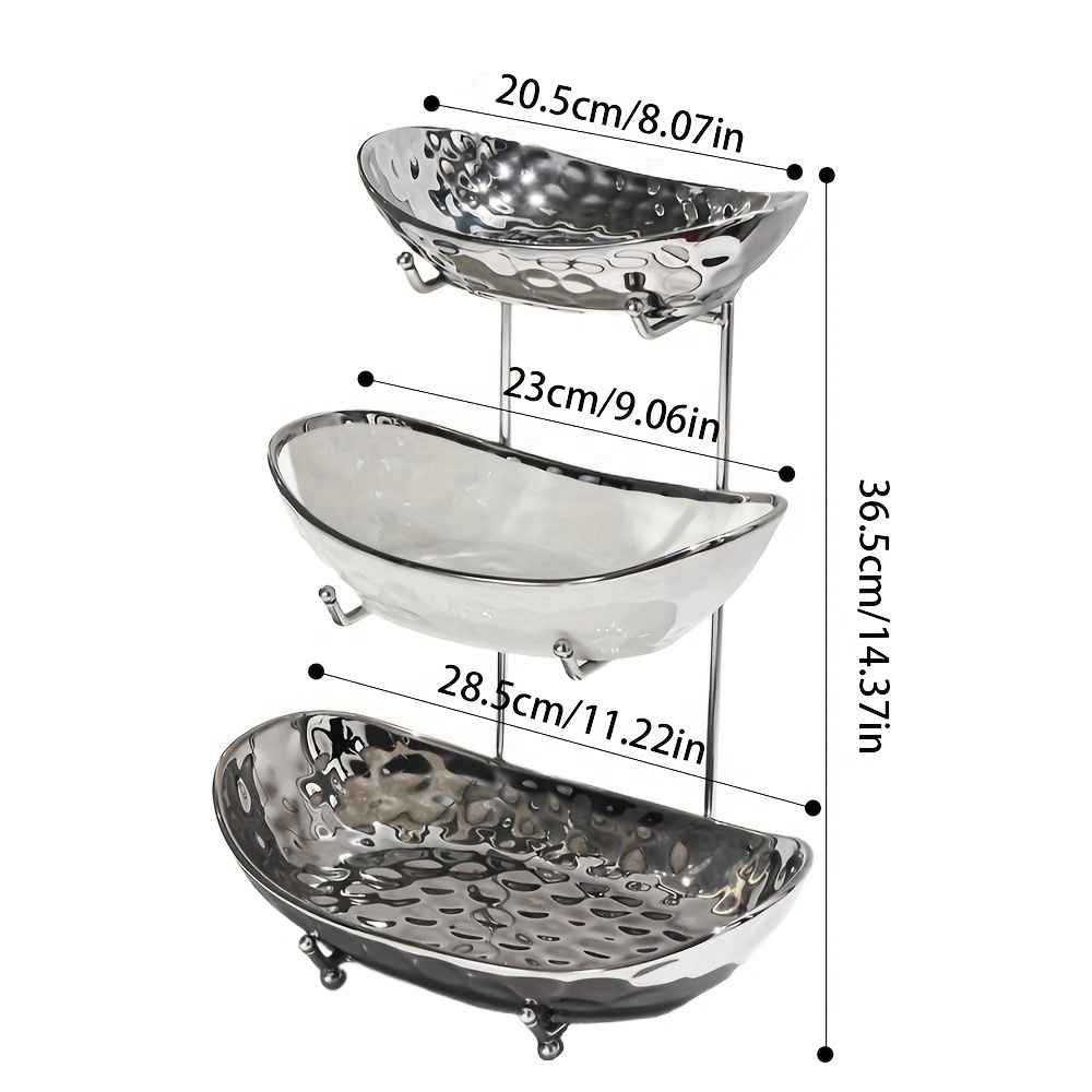 1pc ceramic fruit storage basket stand large capacity decorative fruit bowl plate 2 3 tiers light luxury candy tray home room kitchen storage supplies