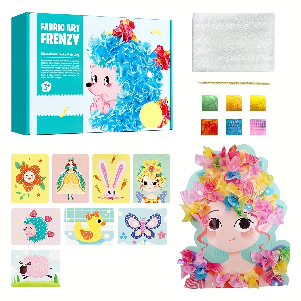  MACTANO Creative Poke Art DIY Kit for Girls Fabric Art Frenzy  Puzzle Puncture Painting Crafts Paint Paper for Kids 4-8 Pink : Toys & Games