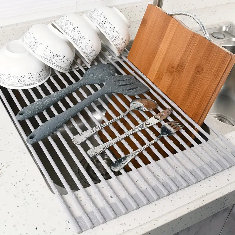 Dish Drying Rack Roll up Sink Drain Rack Multifunctional - Temu