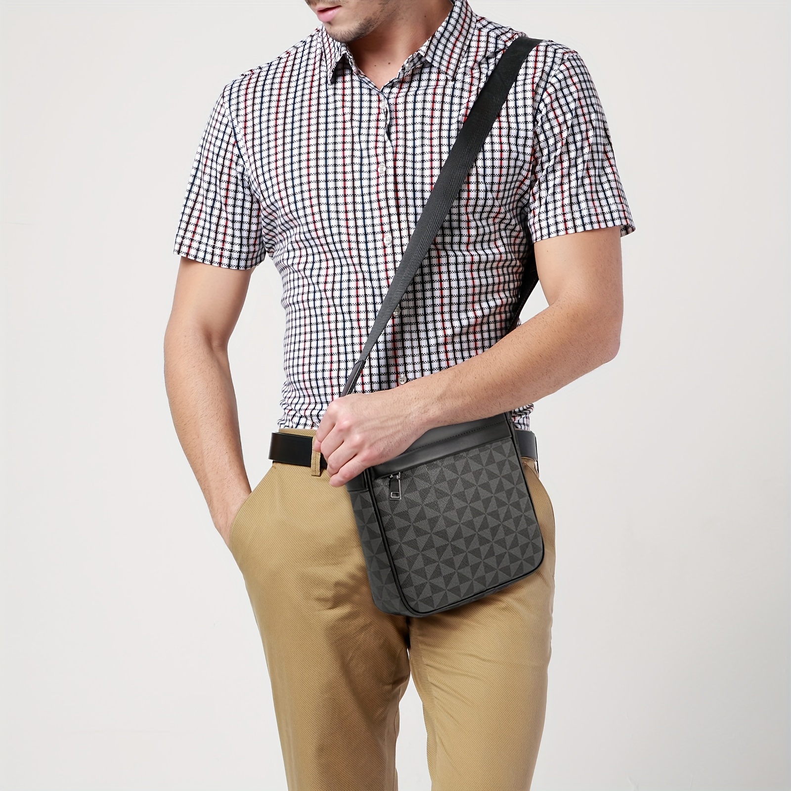 Men's Casual Vintage Checkered Crossbody Bag, Fashion Shoulder Bag - Temu  Bulgaria
