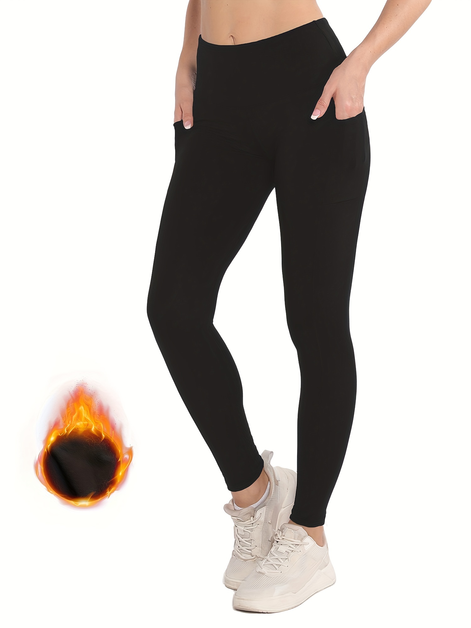Fleece Liner Casual Yoga Pants High Waist Keep Warm Outdoor - Temu