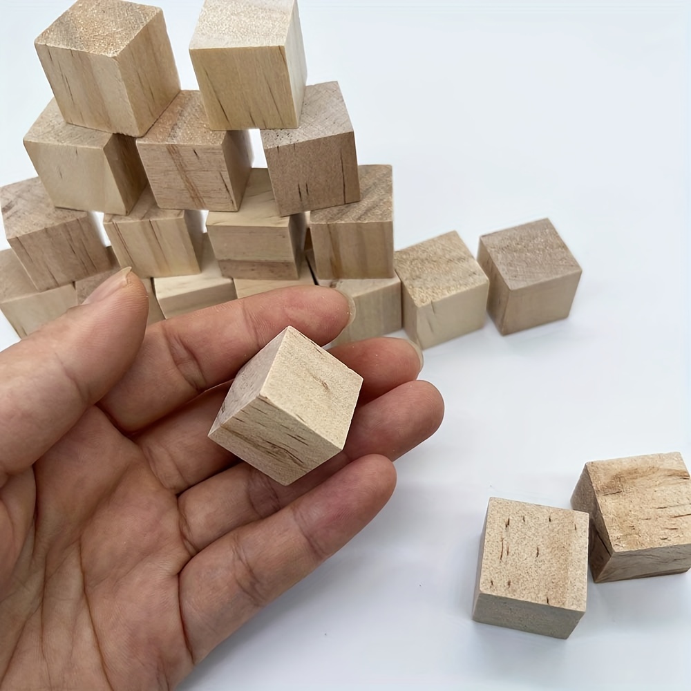 50pcs 0.39inch Unfinished Wooden Blocks Small Wood Cubes, For